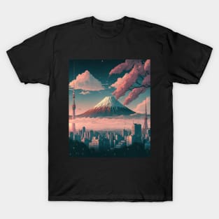 Mount Fuji - future japanese City T-Shirt